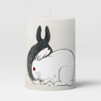 BUNNY JAPANESE WOODBLOCK PRINT Pillar Candle