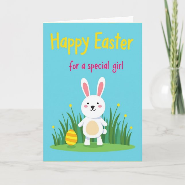 Bunny Joy Watercolor Style Card (Front)