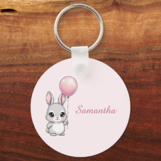 Bunny key Chain, Any Name, Girl, Boy Kid Keychain