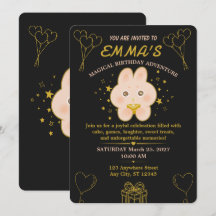 Bunny Kids Birthday Party Invitation Editable