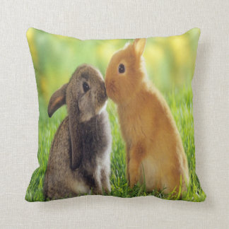 bunny kiss throw pillow