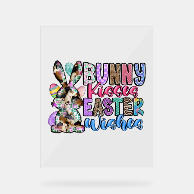 Bunny Kisses Easter Wishes Acrylic Sign (Front)