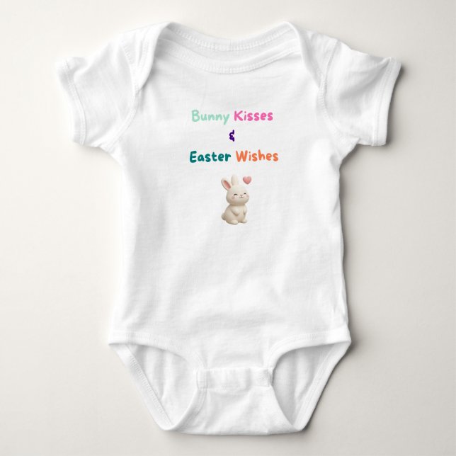 Bunny Kisses & Easter Wishes Baby Bodysuit (Front)