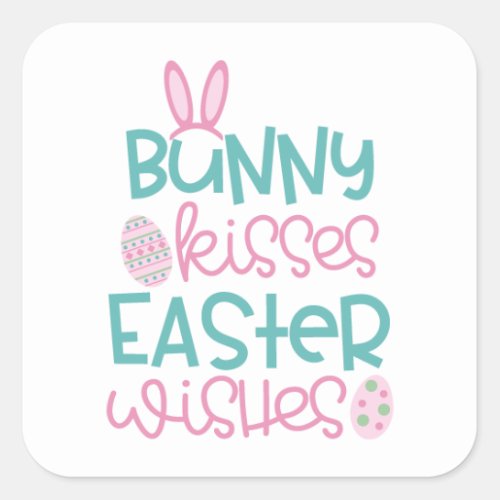 bunny kisses Easter wishes Square Sticker