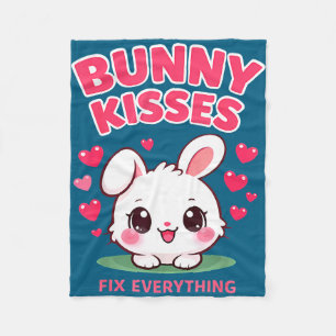 Bunny kisses fix everything cute bunny design fleece blanket
