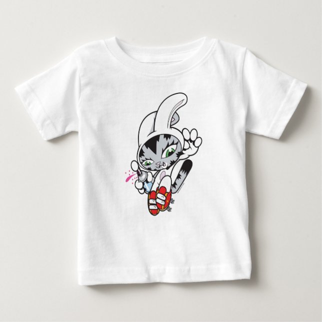Bunny Kitty Jump Baby T-Shirt (Front)