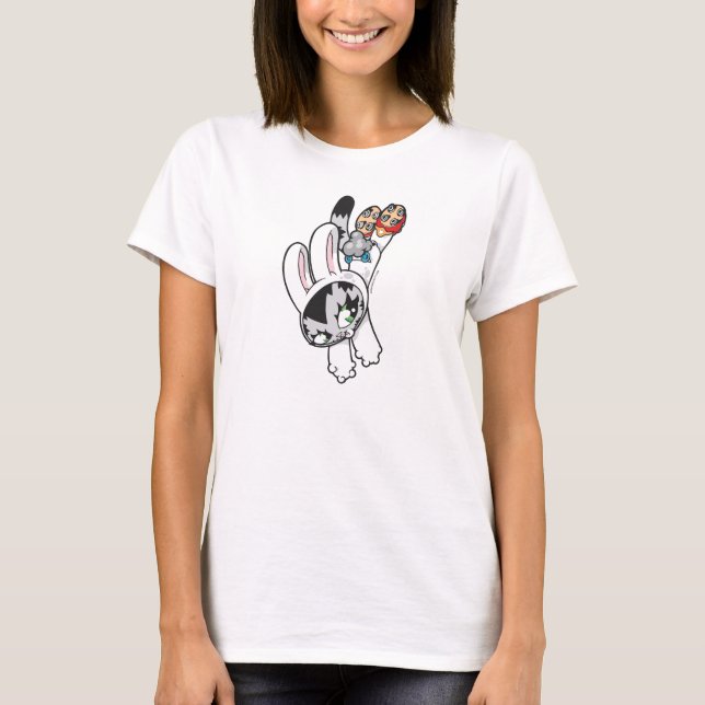 Bunny Kitty Leap T-shirt (Front)
