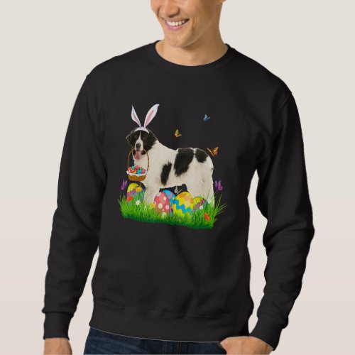 Bunny Landseer With Egg Basket Easter Hunting Egg  Sweatshirt
