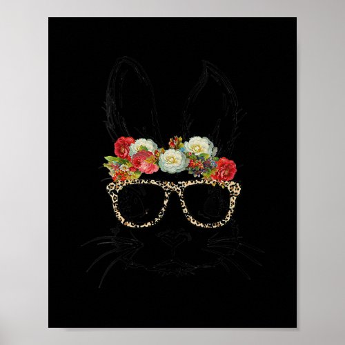 Bunny Leopard Glasses with Flower Crown for Poster