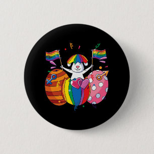Bunny Lgbt Q Pride Easter Cute Rabbit Ally Gay Rai Button
