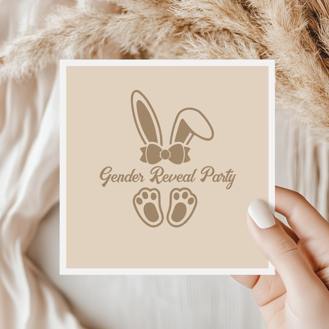 Bunny Light Beige Minimalist Gender Reveal Napkins (Creator Uploaded)