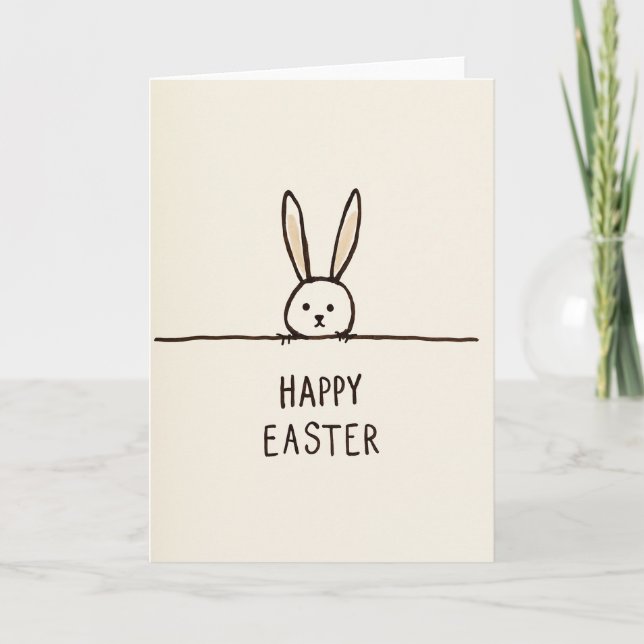 Bunny Line Happy Easter Card (Front)