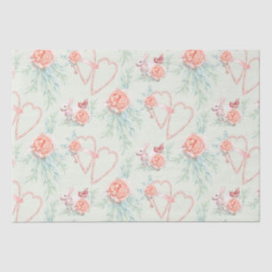 Bunny Love and Roses Watercolor Tissue Paper
