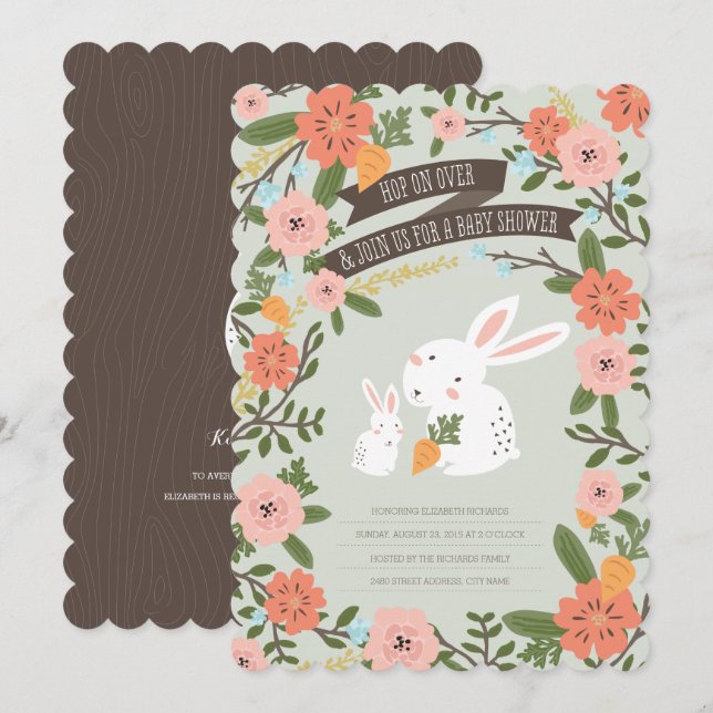 Bunny Love Baby Shower Invite (Front/Back)