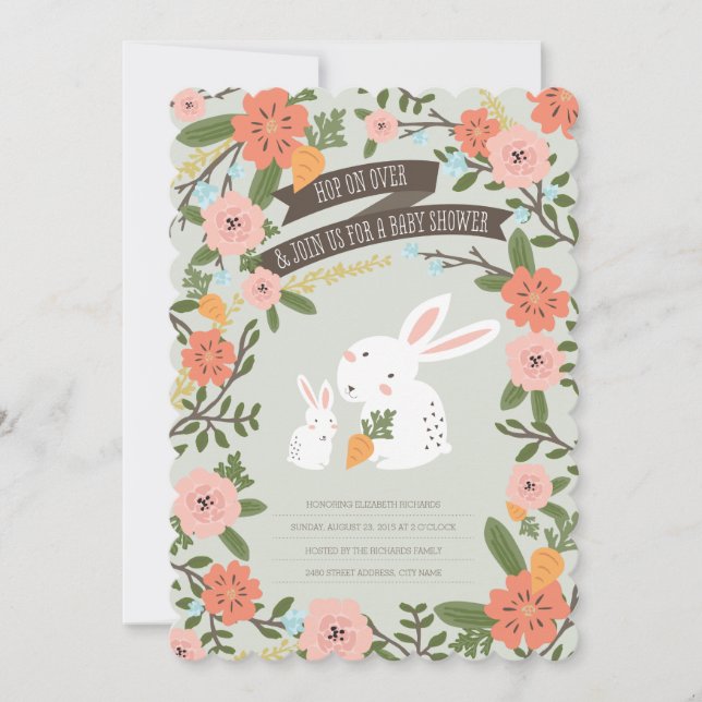 Bunny Love Baby Shower Invite (Front)