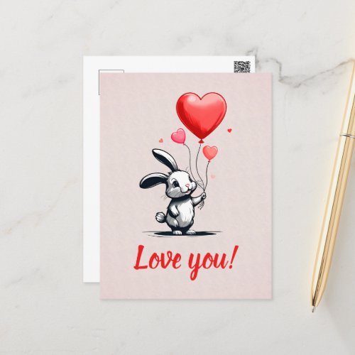 Bunny Love Balloons  Postcard