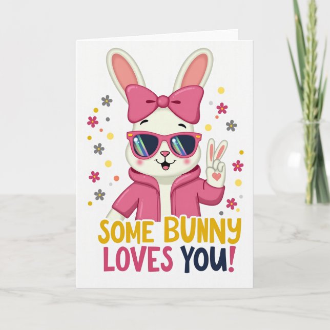 Bunny Love Heart Pattern Card (Front)