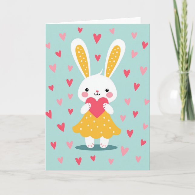Bunny Love Heartfelt Wishes Card (Front)