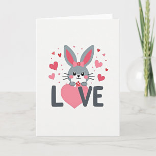 Bunny Love Hearts Valentine Card
