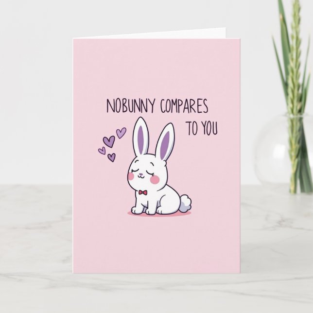 Bunny Love Pun Greeting Card (Front)