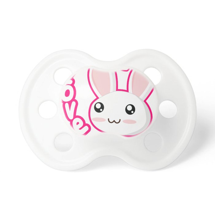 Bunny Love   Rabbit Bunnies Chibi Cute Baby Pacifiers