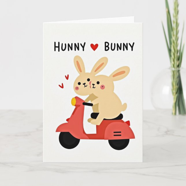 Bunny Love Scooter Ride Card (Front)