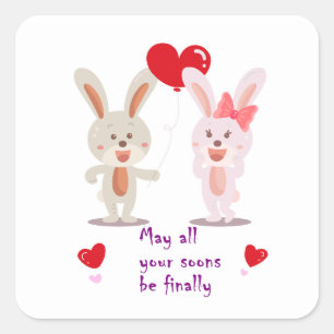 Bunny Love Square Sticker