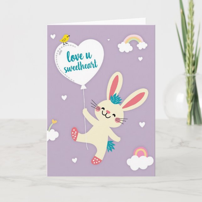 Bunny Love Sweetheart Message Card (Front)