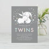 Bunny Love TWINS Baby Shower Invitation (Standing Front)