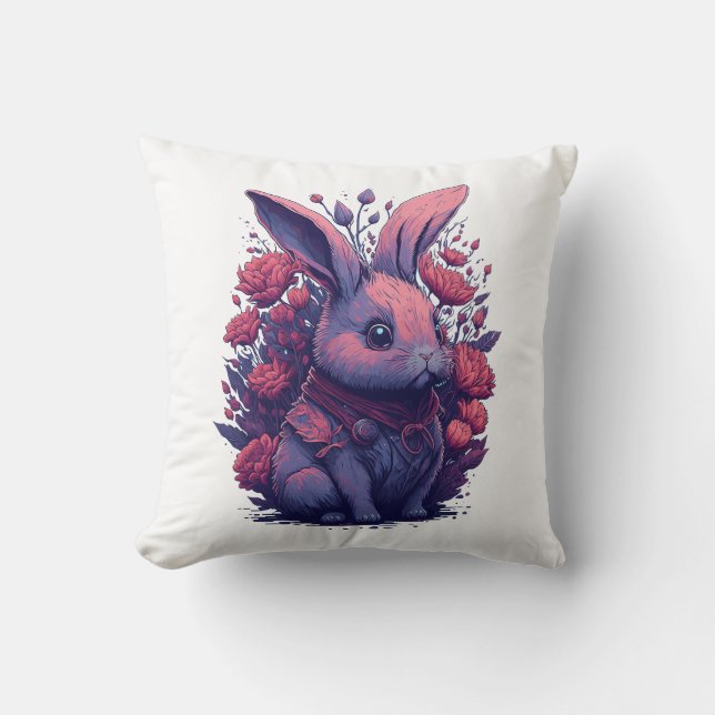 Bunny lovers Gift Throw Pillow (Front)