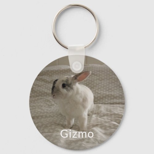Bunny Lovers Personalized Photo and Name Keepsake Keychain