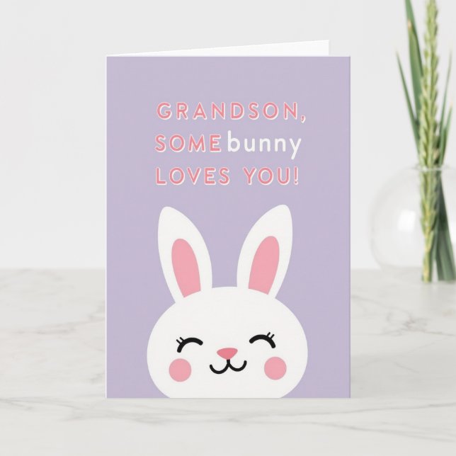 Bunny Loves You Faux Gold Foil Card (Front)