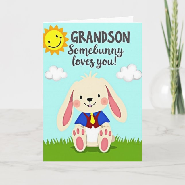 Bunny Loves You Grandson Card (Front)