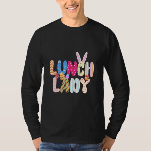 Bunny Lunch Lady Funny Egg Easter Day Floral Women T_Shirt