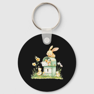 Bunny Mailbox Delivering With Eggs  Keychain