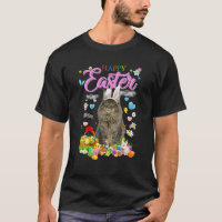 Bunny Maine Coon Cat Happy Easter Eggs T-Shirt