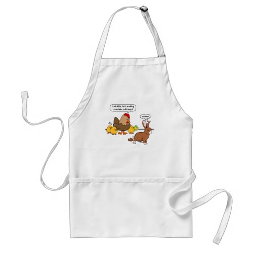 Bunny makes chocolate poop funny cartoon adult apron