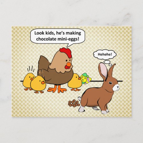 Bunny makes chocolate poop funny cartoon Brown Postcard