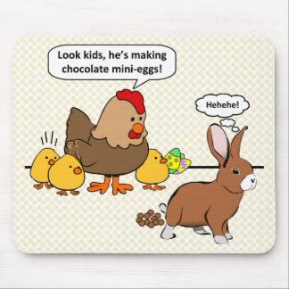 Bunny makes chocolate poop funny cartoon mouse pad