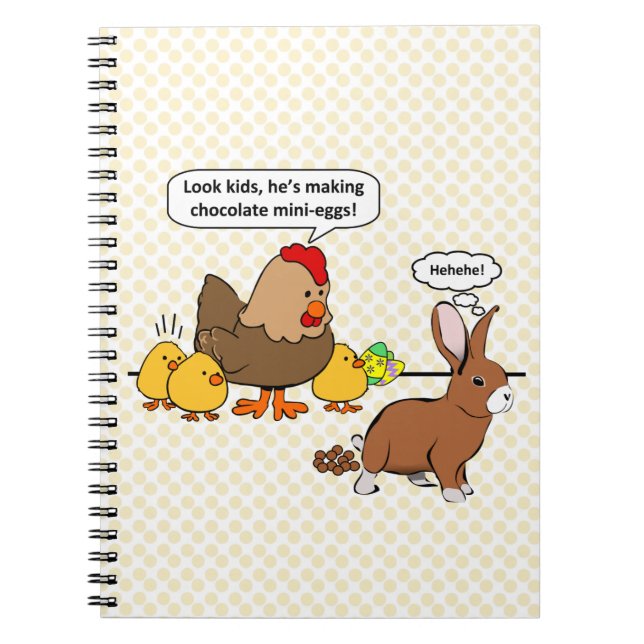 Bunny makes chocolate poop funny cartoon notebook (Front)