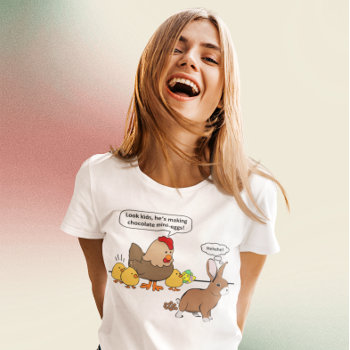 Bunny Makes Chocolate Poop Funny Cartoon T-shirt by ironydesign at Zazzle
