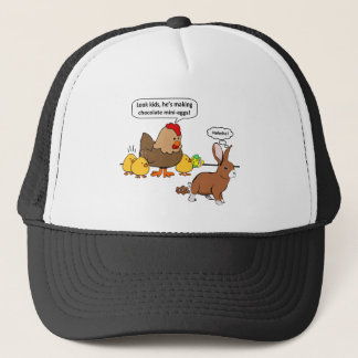 Bunny makes chocolate poop funny cartoon trucker hat