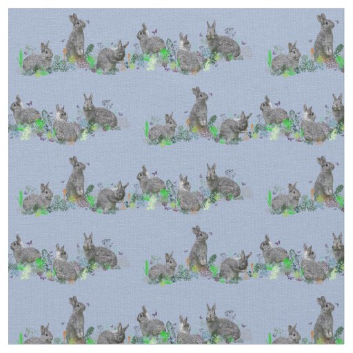 Bunny Meadow Fabric (Light Blue)