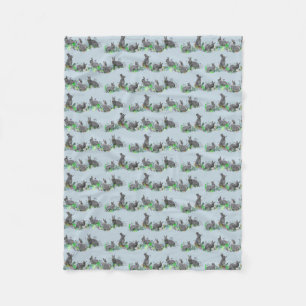 Bunny Meadow Fleece Blanket (Light Blue)