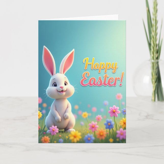 Bunny Meadow Happy Easter Card (Front)