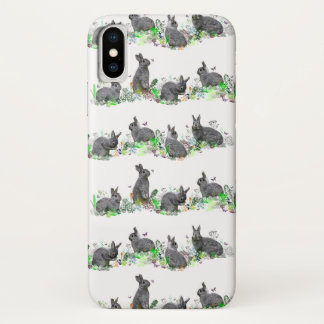 Bunny Meadow iPhone X Case (choose colour)