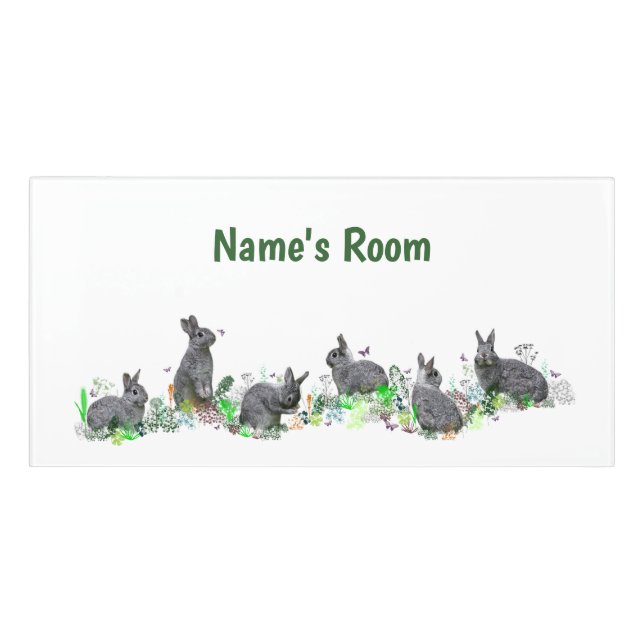 Bunny Meadow Room Name Plate Door Sign (Classic Front)