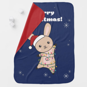 Bunny Merry Christmas Winter Animals Rabbits Baby Blanket