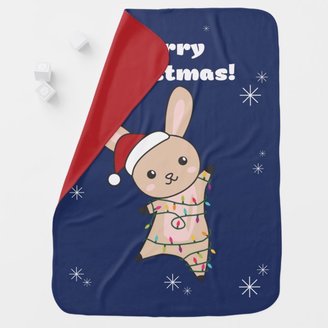 Bunny Merry Christmas Winter Animals Rabbits Baby  Blanket (In Situ)