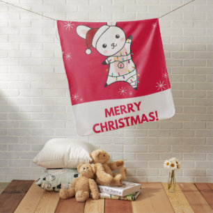 Bunny Merry Christmas Winter Animals Rabbits Baby Blanket